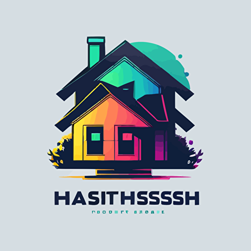 a three color vector logo for a house-related tech company::