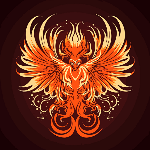 vector 2d logo sample symmetrical fenix in fire , only color , in background white
