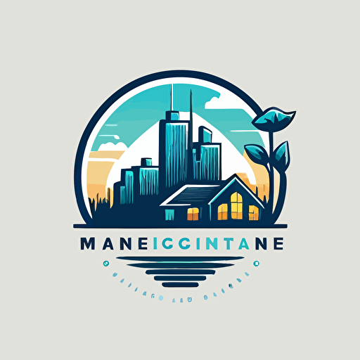 a simple vector logo design for a house cleaning company , modern with city in background