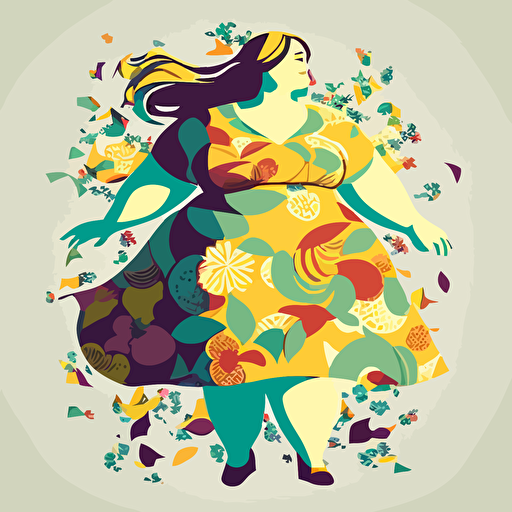 vector file fat lady dressed with flowery dress