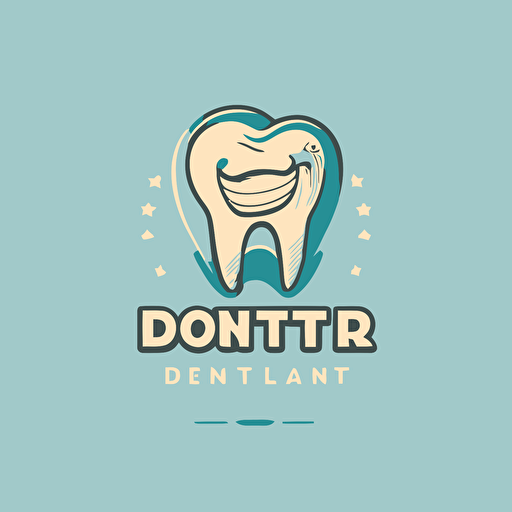 a tooth vector logo, dentistry. muted color, cartoon drawed style