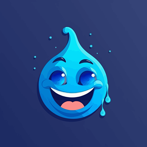 Logo of a company, flat design, illustration, vector, drop of water, smiling, blue colors
