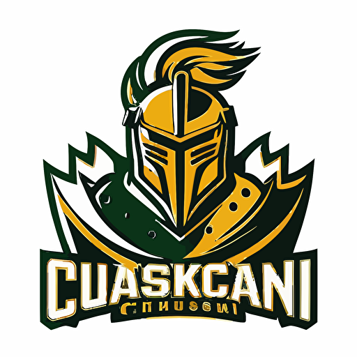 clarkson university golden knight, shiny, elgant and noble, shredded, vector style, simple colors, on white background
