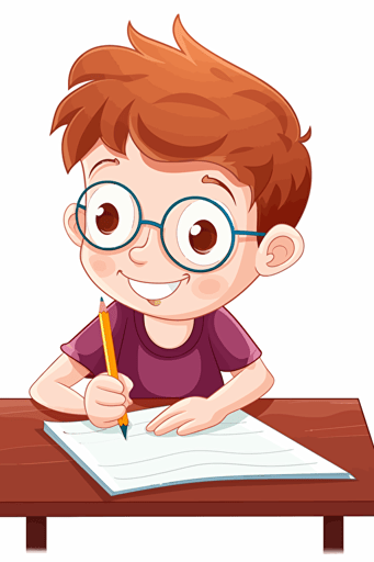 vector illustration kid writing