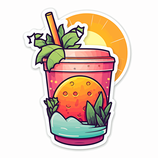 juiceworld, Sticker, chill, warm colours, contour, vector, white background