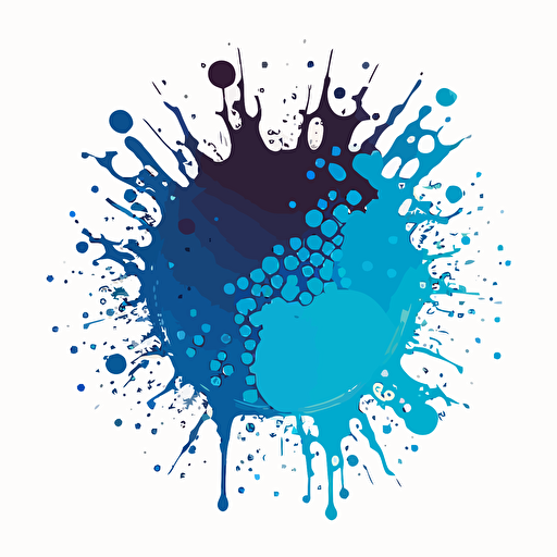 vector image round light blue and dark blue color logo with cmyk ink drops, White background no text