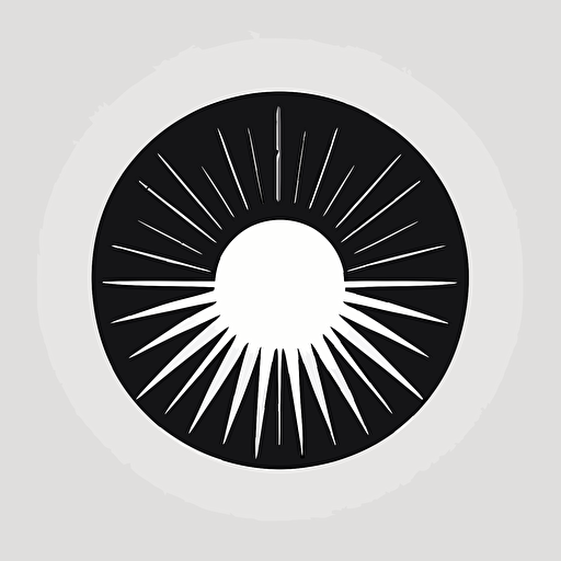 simple sun, + sign, logo design, a logo for a design studio, minimal logo, circle, Lindon Leader style, black and white, vector,