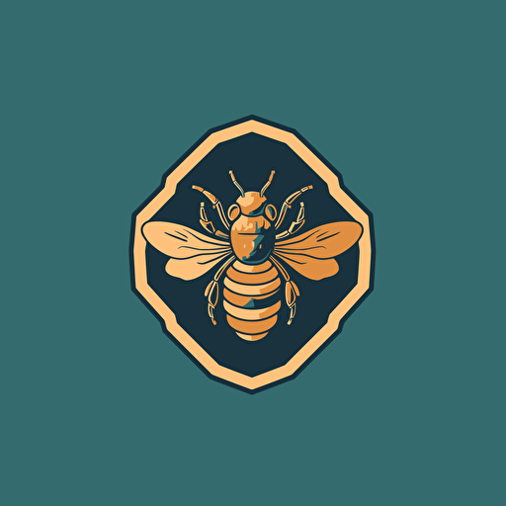 logo for company dealing with bees and bee product, vector, minimalistic, solid colored background,