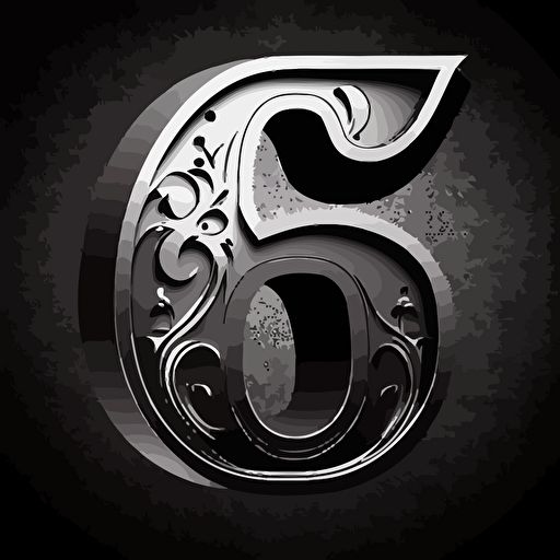 vector logo black and white number '6'