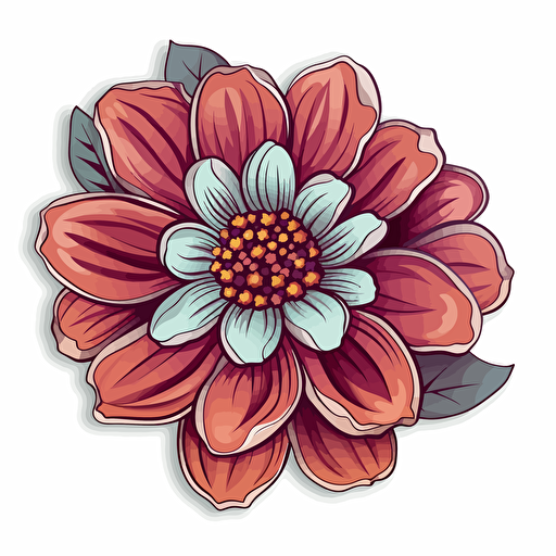 beautiful flower, fussy cut, sticker, vector, white background