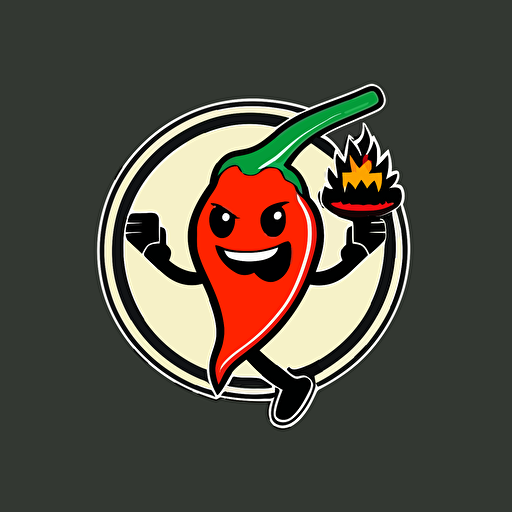a sports mascot logo of a chilli with fireball ping pong, simple, vector