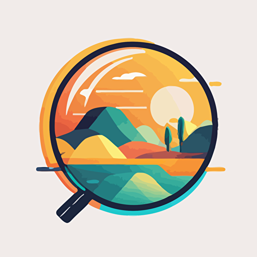 Logo, vector art, no text, minimal, flat, no results found with magnifying glass