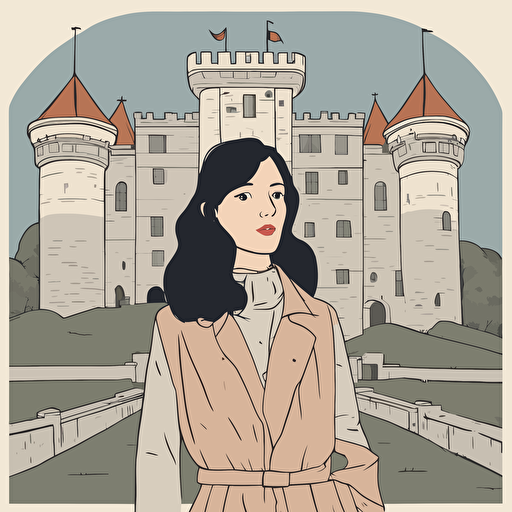 a princess standing in front of a castle