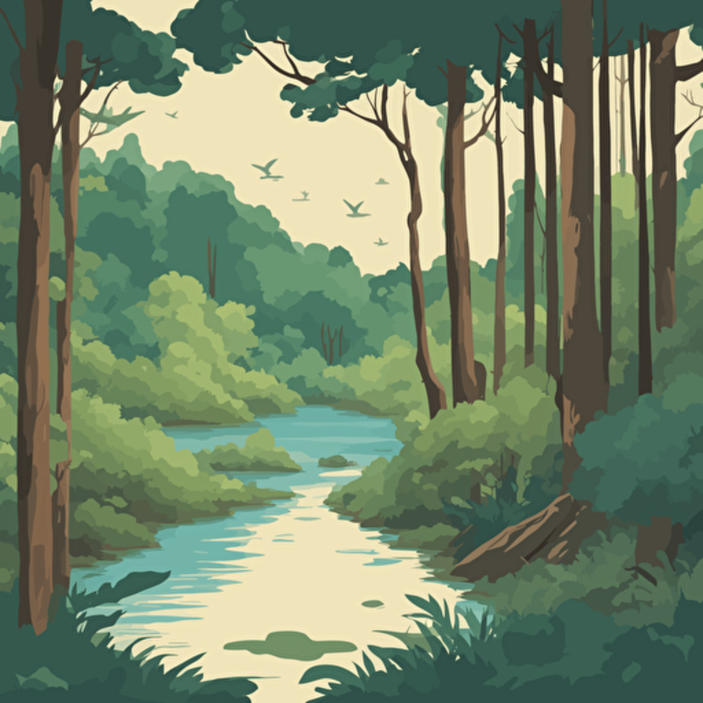 a forest with a river