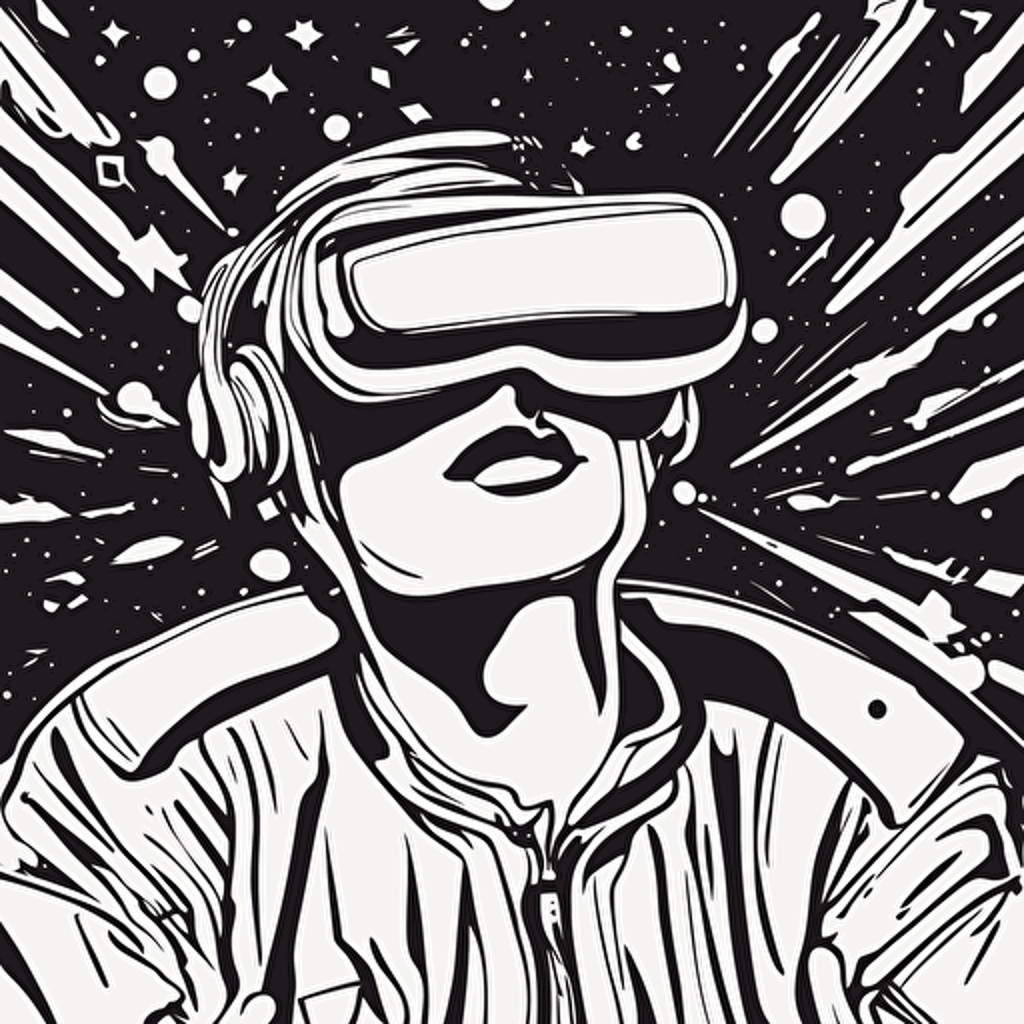 a person with vr headset floating in space