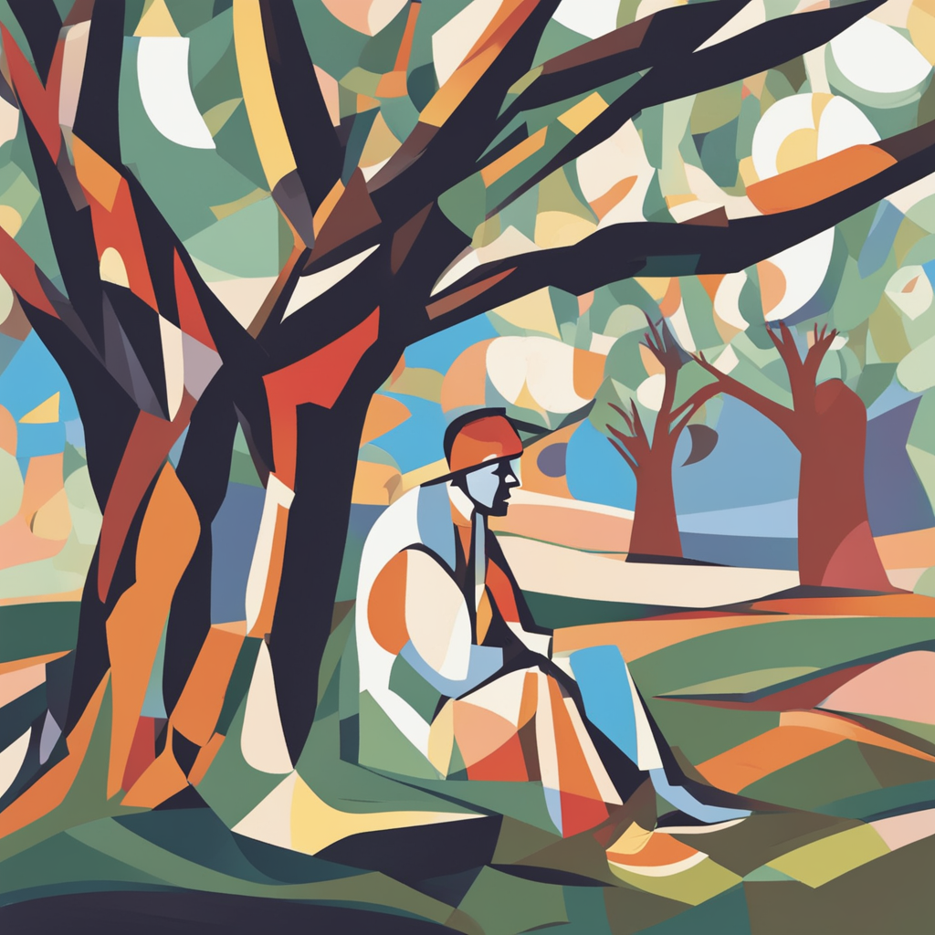 a person sitting under a tree