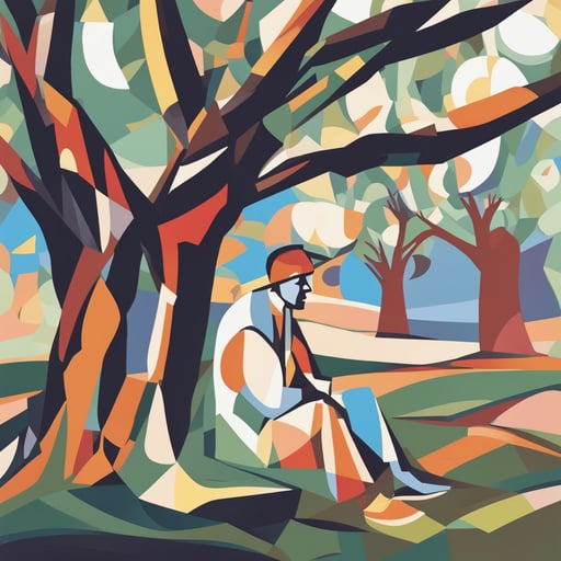 a person sitting under a tree