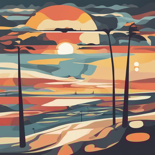 a sunsetting over a beach