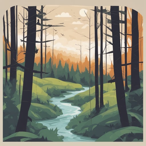 a forest with a river