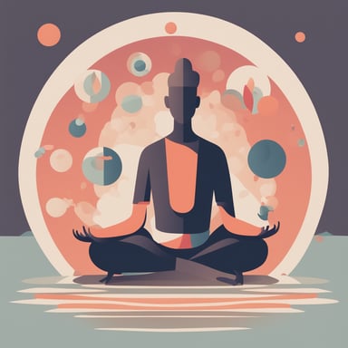 a person meditating with shapes coming out of their head