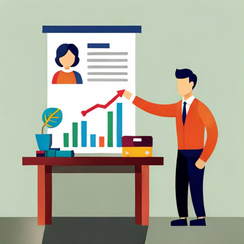 a person explaining a large graph