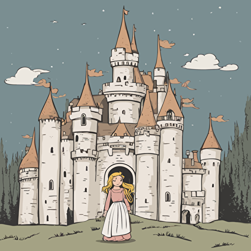 a princess standing in front of a castle