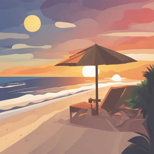 a sunsetting over a beach