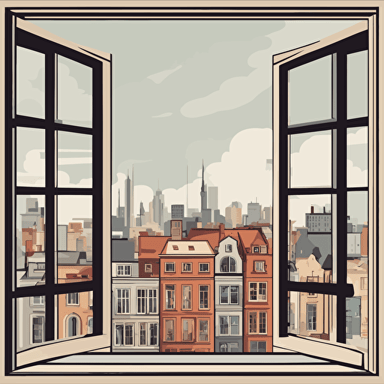 a window with a view of a city