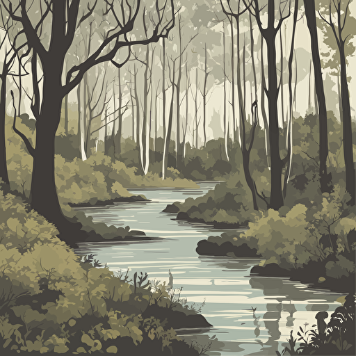 a forest with a river