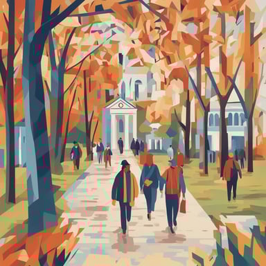 people walking in a college campus