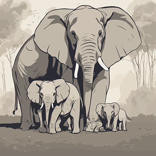 a family of elephants