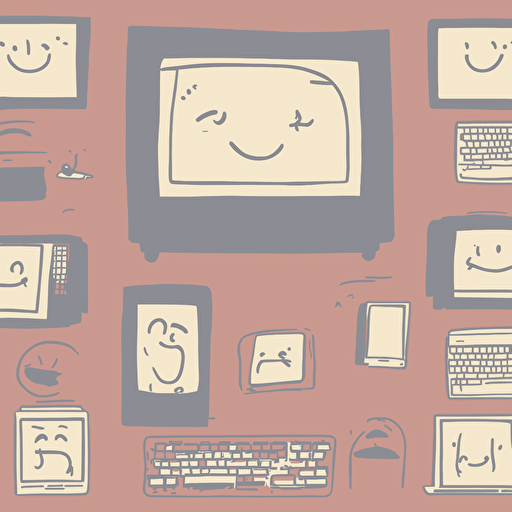 a computer screen with large emojis coming out of it