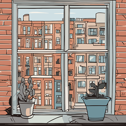 a window with a view of a city