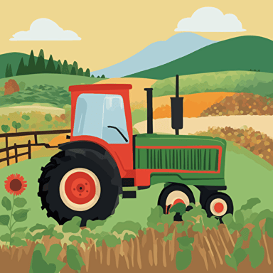 a tractor on a farm