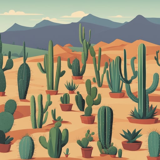 a collection of cacti in the desert