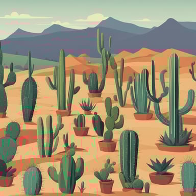 a collection of cacti in the desert