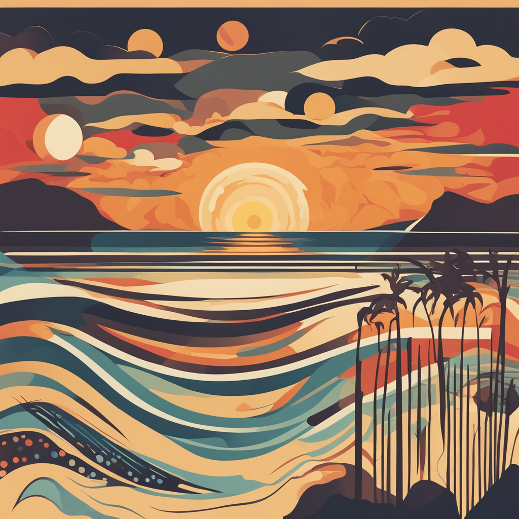 a sunsetting over a beach