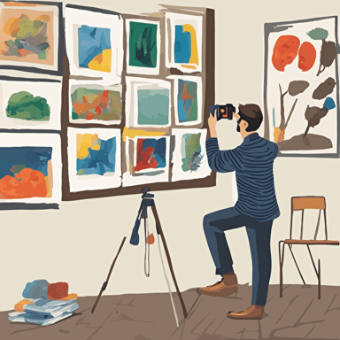 a person taking a picture of art