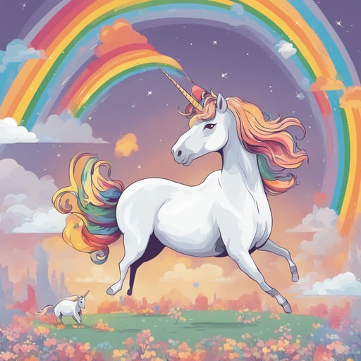 a unicorn with a rainbow