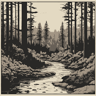 a forest with a river