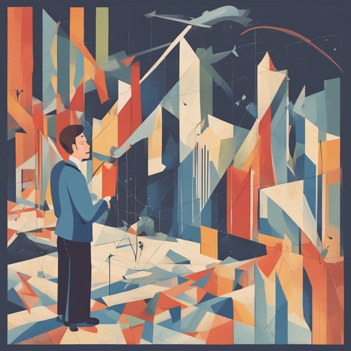 a person explaining a large graph