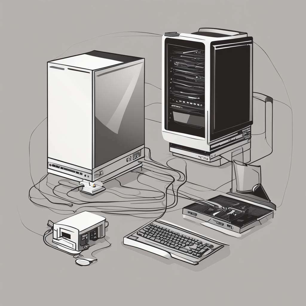 a diagram of a computer connected to a server