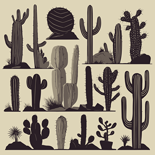 a collection of cacti in the desert