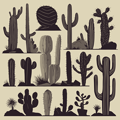 a collection of cacti in the desert