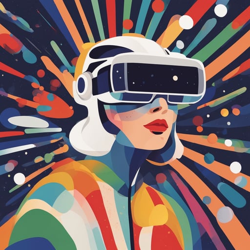 a person with vr headset floating in space