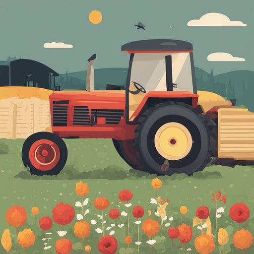 a tractor on a farm