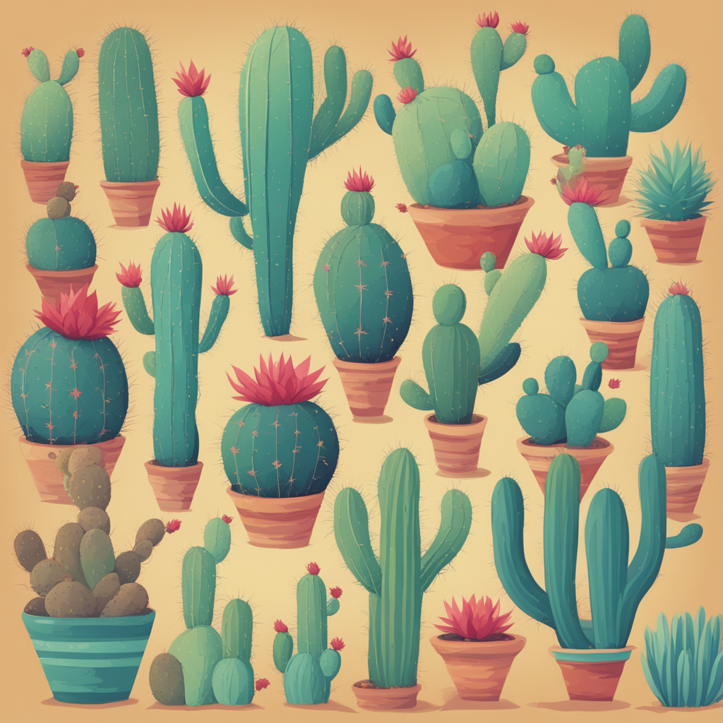 a collection of cacti in the desert