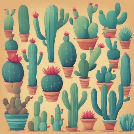 a collection of cacti in the desert