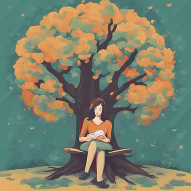 a person sitting under a tree
