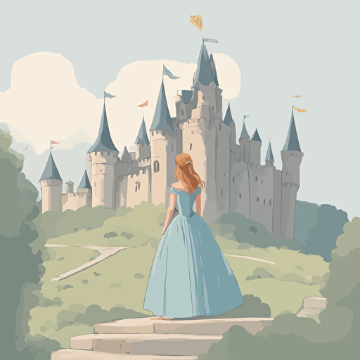 a princess standing in front of a castle